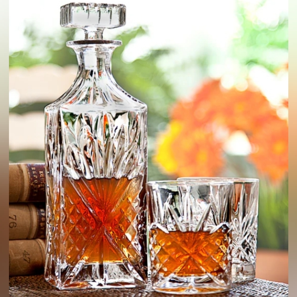 Godinger Shannon Crystal 3 Piece Decanter Set "Dublin" NEW! Discounted Shipping